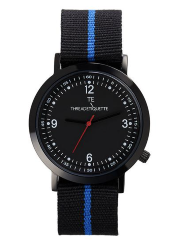 THREAD ETIQUETTE - SPORT - black / black &amp; blue nato timepiece / 43 MM