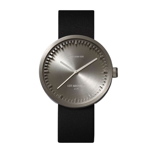 LEFF AMSTERDAM - TUBE WATCH D42 - silber - black leather strap