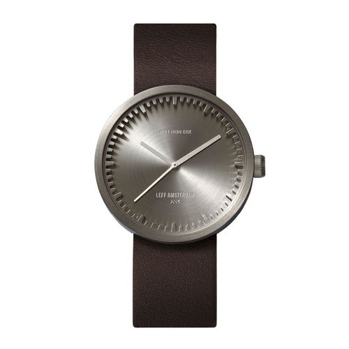 LEFF AMSTERDAM - TUBE WATCH D38 - silber - brown leather strap