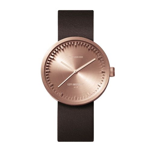 LEFF AMSTERDAM - TUBE WATCH D38 - roségold - brown leather strap