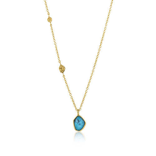 ANIA HAIE - TURQUOISE PENDANT NECKLACE - gold