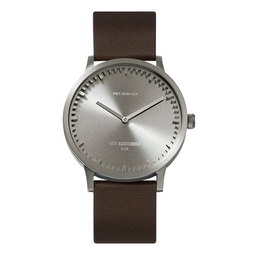 LEFF AMSTERDAM - TUBE WATCH T32 - steel - brown leather strap