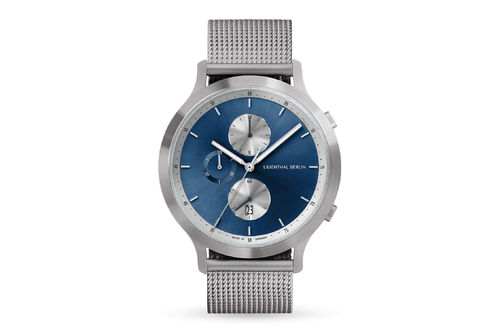 LILIENTHAL BERLIN - CHRONOGRAPH - DUALITY SILVER BLUE - mesh silber brushed / 42,5 MM