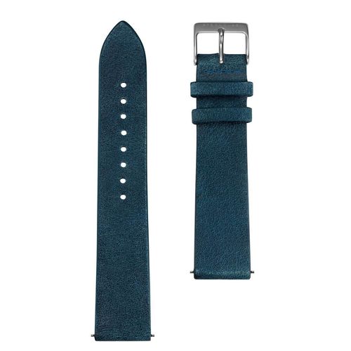 STERNGLAS - STRAP - Lederarmband - vintage nachtblau - silber poliert / 20 MM