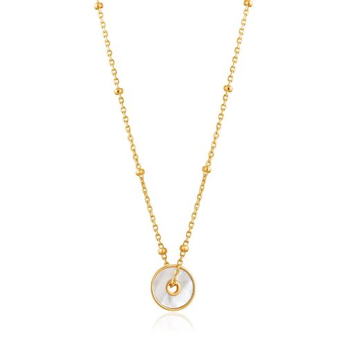 ANIA HAIE - MOTHER OF PEARL DISC NECKLACE - gold