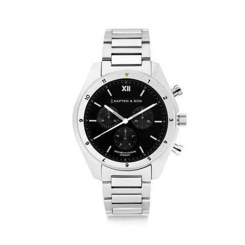 KAPTEN & SON - RISE SMALL - silver black steel small / 39 MM