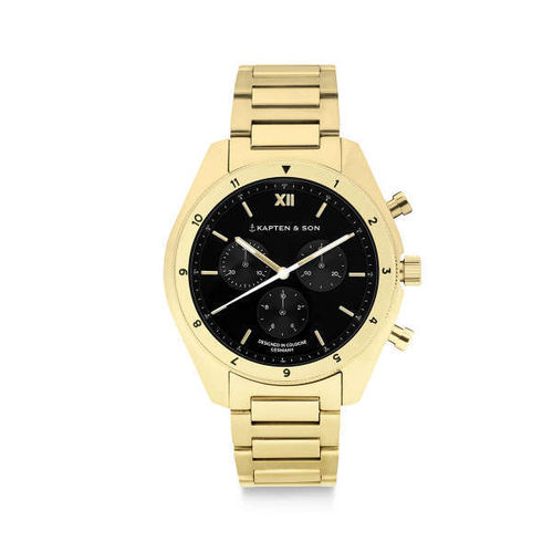 KAPTEN & SON - RISE SMALL - gold black steel small / 39 MM