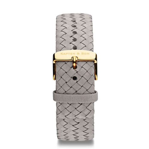 KAPTEN & SON - WOVEN LEATHER STRAP - grey woven leather - gold / 20 MM