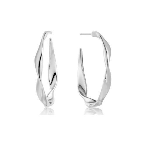 ANIA HAIE - TWISTER TWIST HOOP EARRINGS - silver