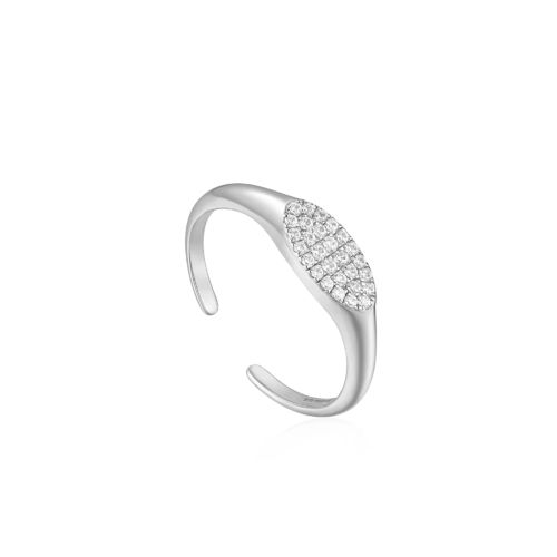 ANIA HAIE - GLAM ADJUSTABLE SIGNET RING - silber