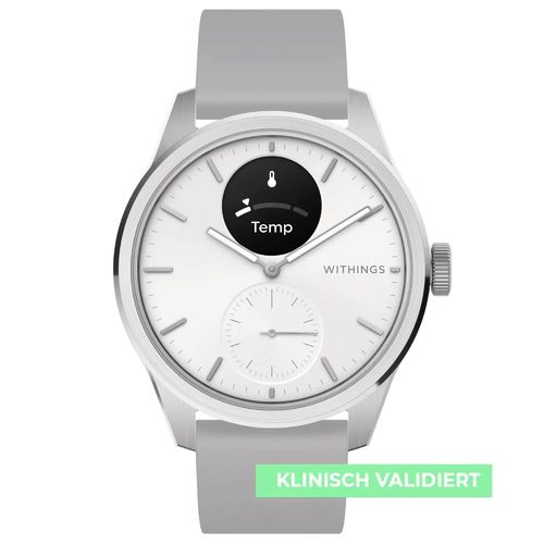 WITHINGS - SCANWATCH 2 - silver weiß grey silicon / 42mm